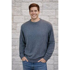 I Levrieri Cable Knit Cashmere & Silk Sweater Mens XL Blue Made In Italy